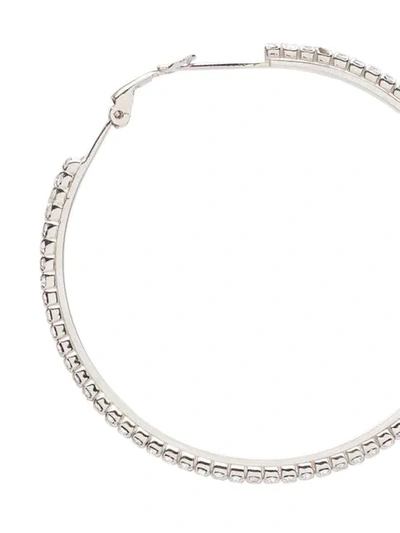 Shop Miu Miu Crystal Hoop Earrings In Silver