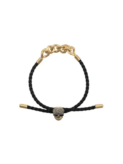 Shop Alexander Mcqueen Skull Friendship Bracelet In Black