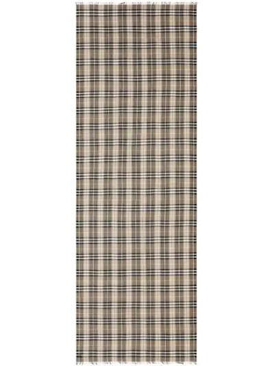 Shop Burberry Vintage Check Lightweight Wool Silk Scarf In Pale Honey