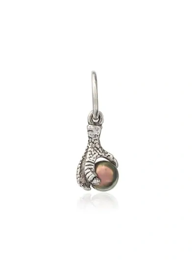 Shop Maria Nilsdotter Tiny Claw Pearl Earring In Metallic