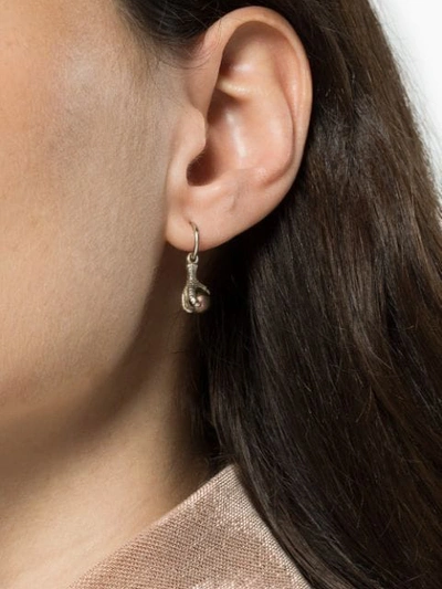 Shop Maria Nilsdotter Tiny Claw Pearl Earring In Metallic