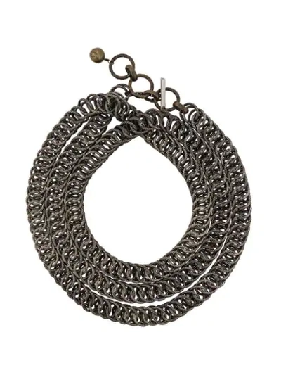 Shop Lanvin Textured Chain Necklace In Metallic