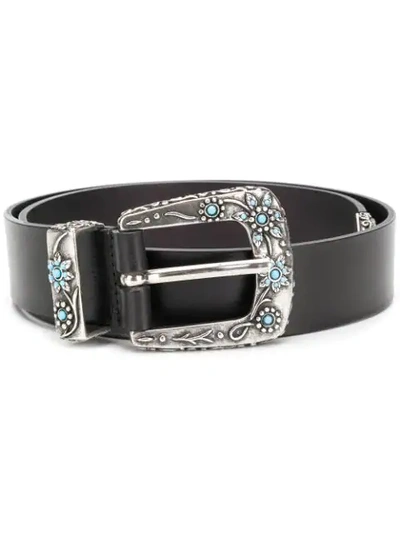 Shop Alberta Ferretti Floral Studded Belt In Black