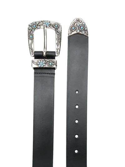 Shop Alberta Ferretti Floral Studded Belt In Black