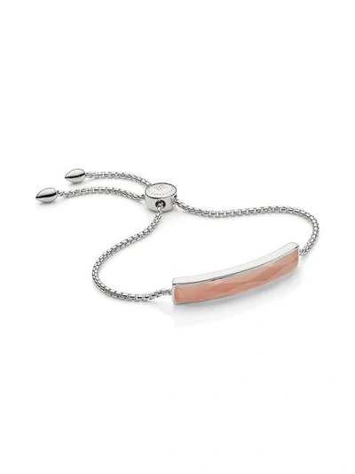 Shop Monica Vinader Baja Facet Rose Quartz Bracelet In Silver