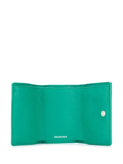 Shop Balenciaga 'papier' Portemonnaie Mit Logo - Grün In Green