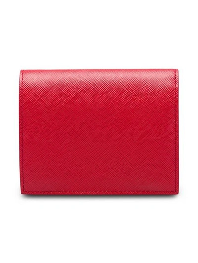 Shop Prada Tonal Logo-plaque Wallet In Red