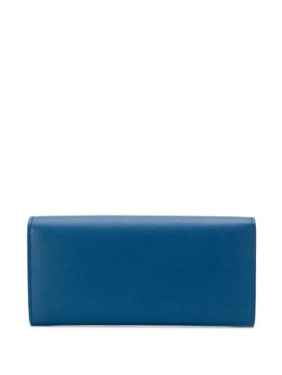 Shop Fendi Logo Continental Wallet In Blue