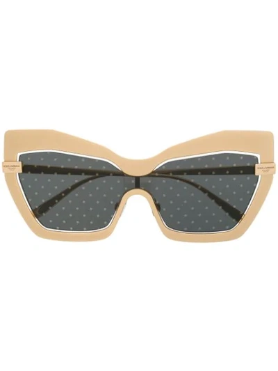 Shop Dolce & Gabbana Dot Pattern Sunglasses In Gold