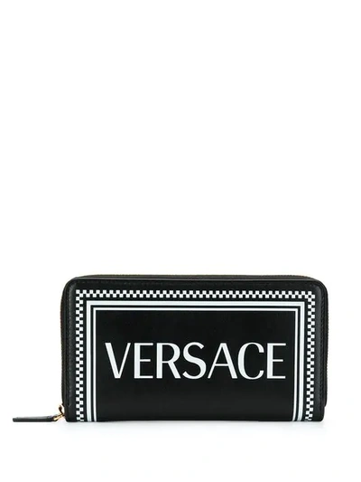 VERSACE 复古风LOGO长款钱包 - 黑色