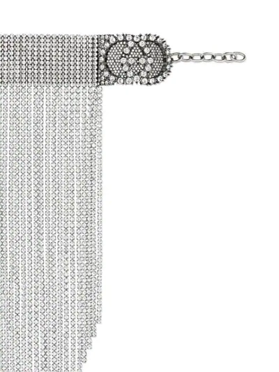 Shop Gucci Metal Bracelet With Crystals In Silver