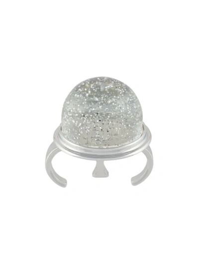 Shop Mm6 Maison Margiela Round Sparkly Ring In Metallic