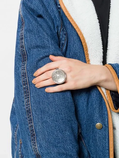 Shop Mm6 Maison Margiela Round Sparkly Ring In Metallic