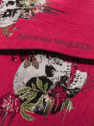Shop Alexander Mcqueen Floral Skull Print Scarf In Pink