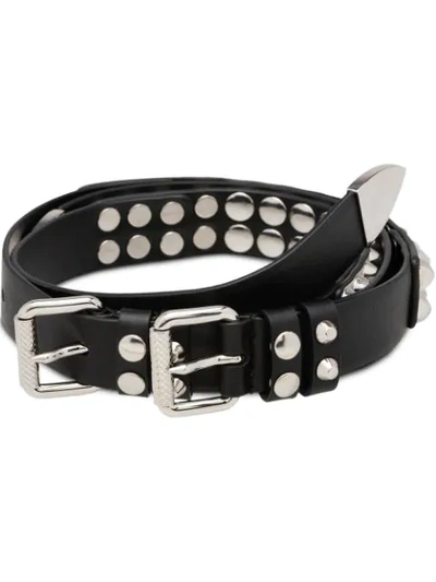 Shop Prada Studded Belt In Black