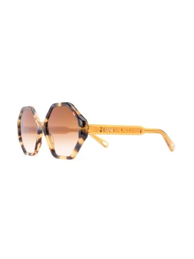 Shop Chloé Tortoiseshell Round-frame Sunglasses In Brown