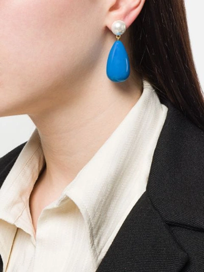 Shop Eshvi Teardrop Earrings In Blue