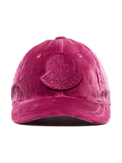 Shop Moncler Pink Velvet Cap
