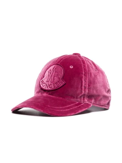 Shop Moncler Pink Velvet Cap