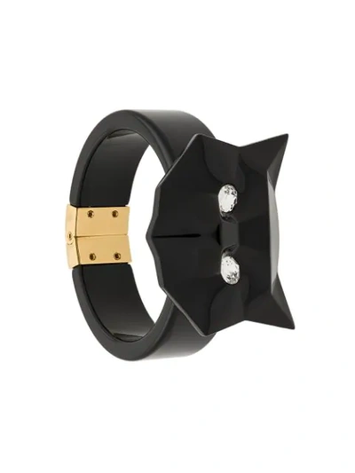 Shop Miu Miu Crystal Embellished Cat Bracelet - Black