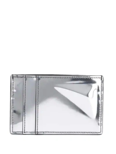 Shop Alexander Mcqueen Metallic Logo Embossed Cardholder In Silver