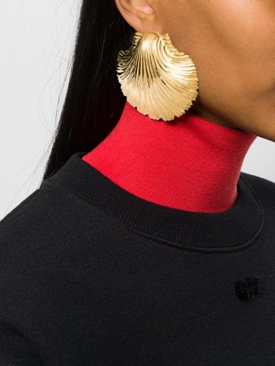 Shop Atu Body Couture Large Shell Earrings In Gold