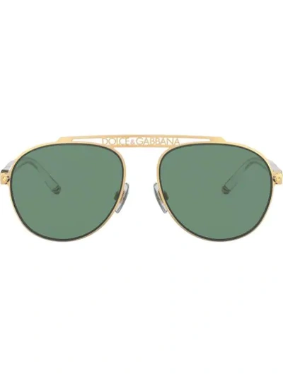 Shop Dolce & Gabbana Aviator Sunglasses In Gold