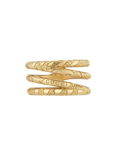 Shop Gucci Three Band Ouroboros Ring In 8076