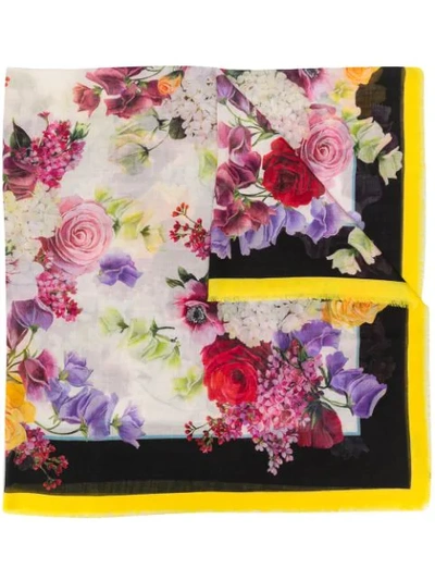Shop Dolce & Gabbana Floral Print Scarf In Haw86 Ortensie/fiori F.nat