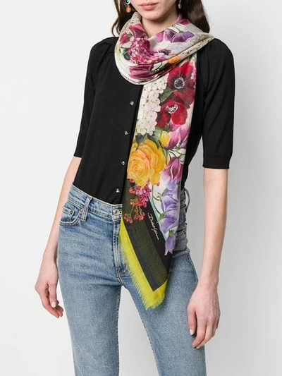 Shop Dolce & Gabbana Floral Print Scarf In Haw86 Ortensie/fiori F.nat