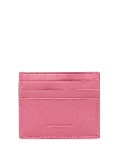 Shop Bottega Veneta Intrecciato Weave Woven Cardholder In Pink