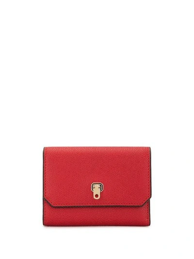 Shop Valextra Foldover Top Wallet In Red