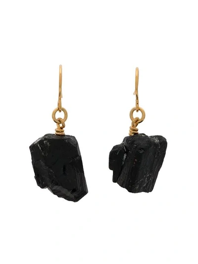 Shop Marta Larsson Gold Plated The Raw One Black Tourmaline Earrings