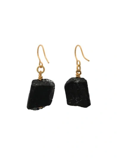 Shop Marta Larsson Gold Plated The Raw One Black Tourmaline Earrings