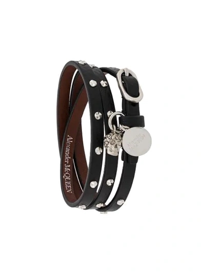 Shop Alexander Mcqueen Studded Multi-wrap Bracelet In Black