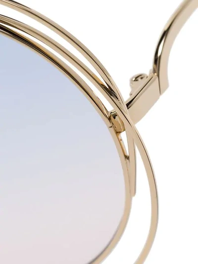 Shop Chloé Metallic Gold And Blue Carlina Sunglasses