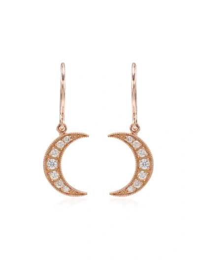 Shop Andrea Fohrman Crescent Moon Diamond Earrings In Gold