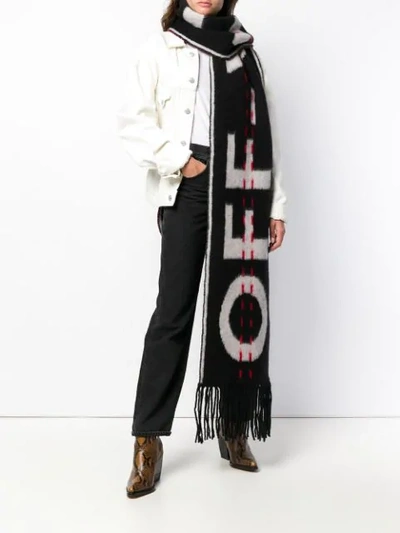 Shop Off-white Contrast Logo Scarf In Black