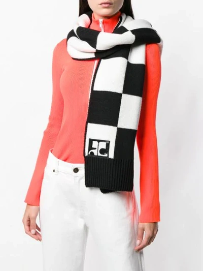 Shop Courrèges Checked Scarf In Black