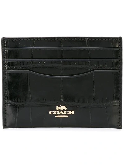 Shop Coach Embossed Flat Card Case In Black