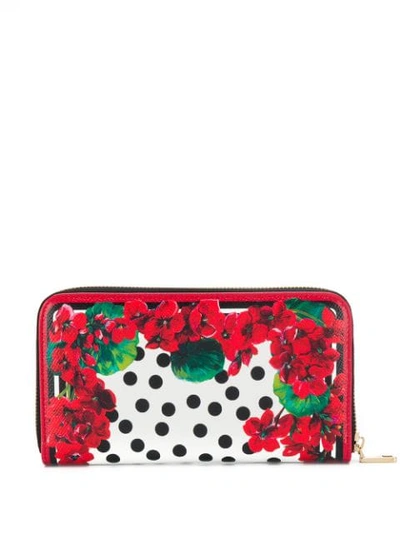 Shop Dolce & Gabbana Floral Print Wallet In Red