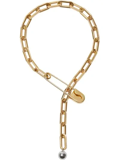 Shop Burberry Crystal Daisy Kilt Pin Gold In Metallic