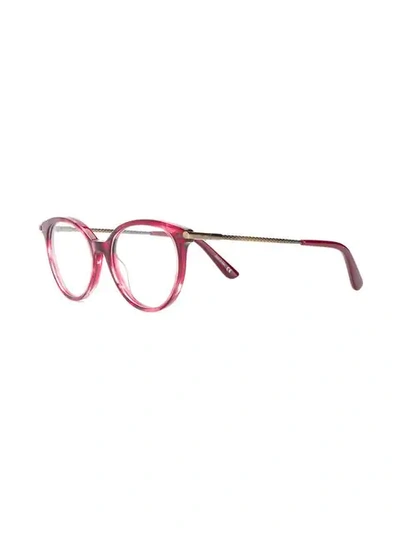 Shop Bottega Veneta Eyewear Round Frame Glasses - Pink