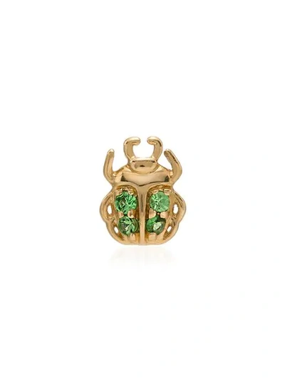 Shop Loquet 18kt Yellow Gold Beetle Charm In Green