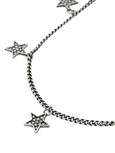 Shop Saint Laurent Mini Star Necklace In 8368 -argent Oxyde/crystal