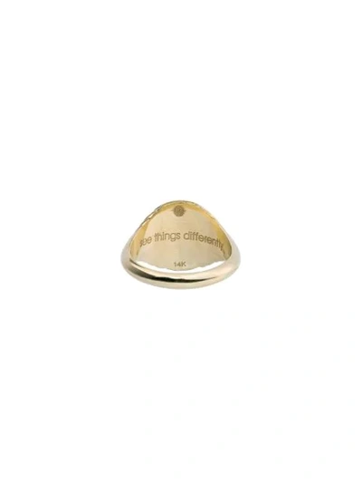 Shop Retrouvai 14kt Yellow Gold Owl Signet Ring In Metallic