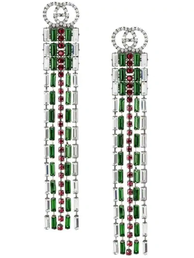 Shop Gucci Crystal Web Drop Earrings In Metallic