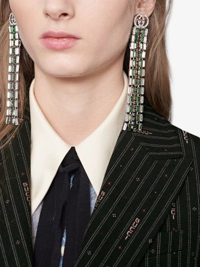 Shop Gucci Crystal Web Drop Earrings In Metallic