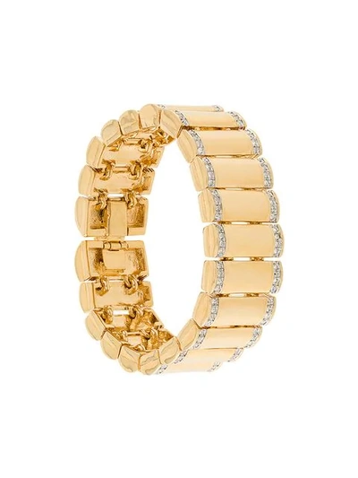 Pre-owned Susan Caplan Vintage Embellished Chain-link Bracelet In Gold