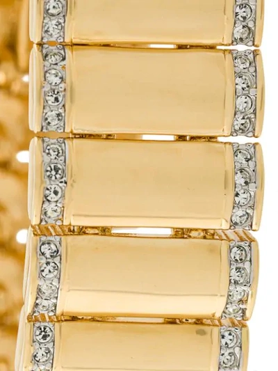 Pre-owned Susan Caplan Vintage Embellished Chain-link Bracelet In Gold